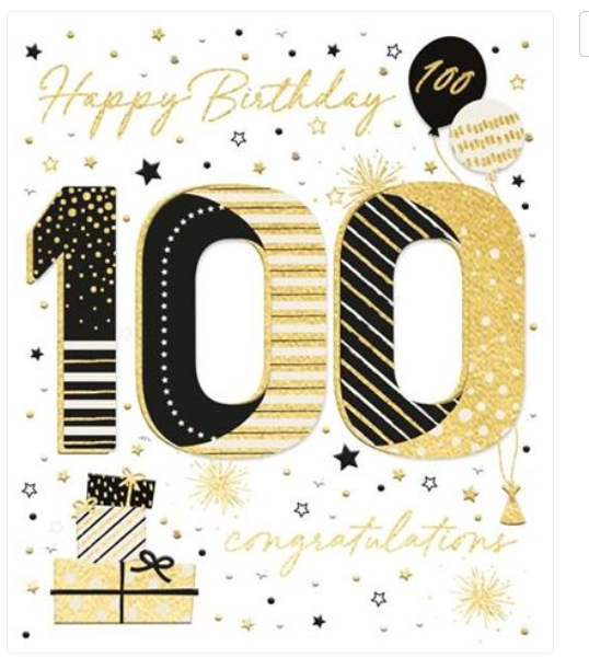 Greeting Cards -Ling Designs  Happy 100th Birthday card