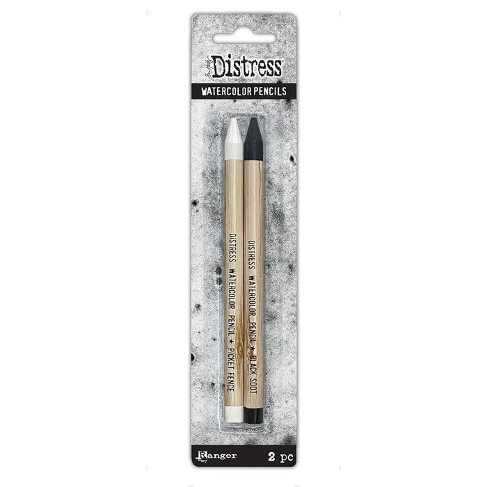 Distress Watercolour Pencil  - Picket Fence & Black Soot