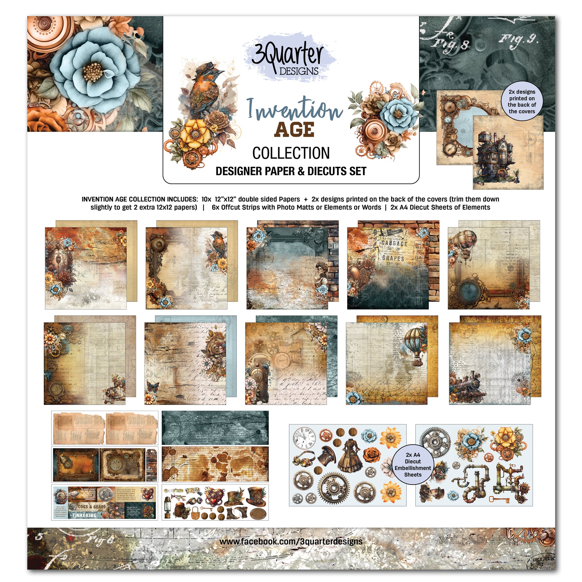 3 Quarter Designs - Invention Age Collection 12 x 12 Kit & Diecuts Set