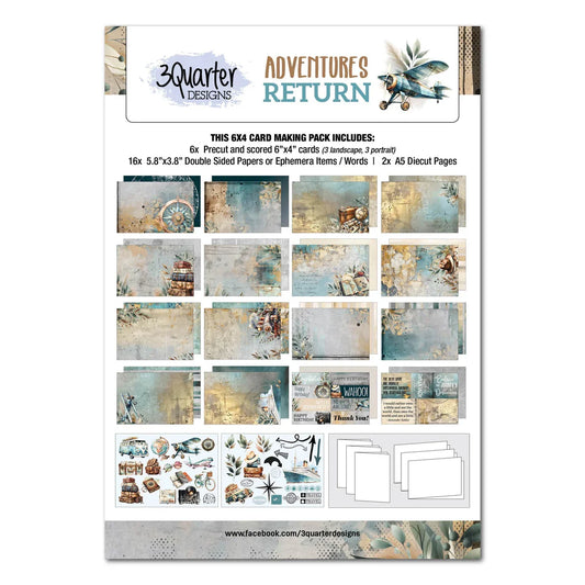 3 Quarter Designs -Adventures Return 6x4 Card Pack