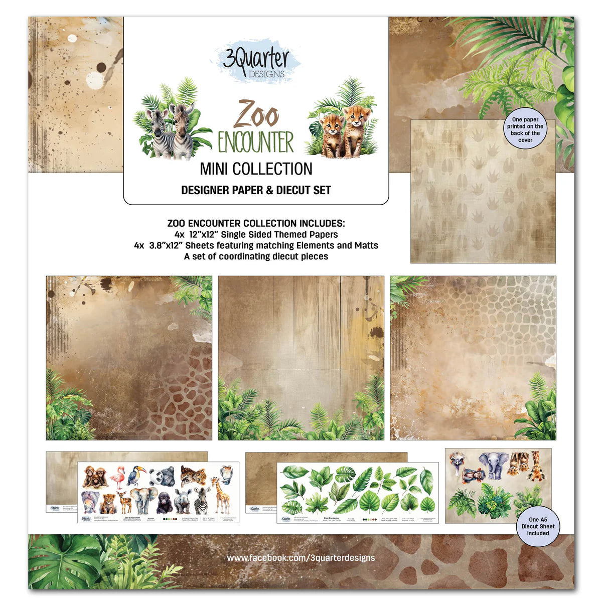 3 Quarter Designs - Zoo Encounter Mini Collection Designer Paper & Diecuts Set