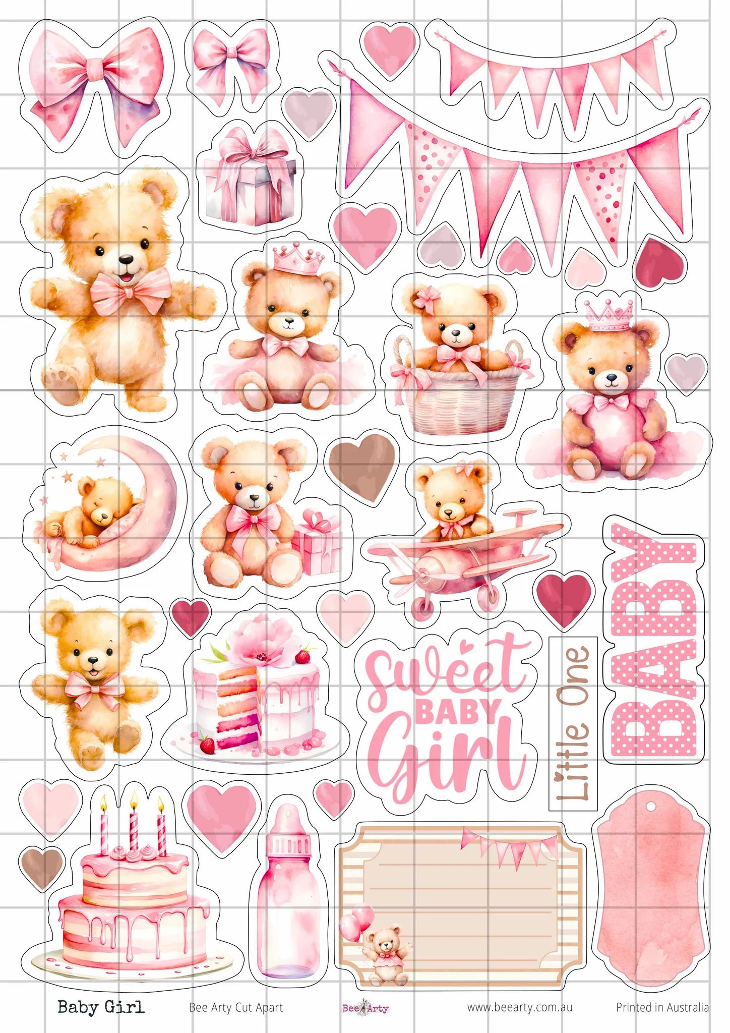 Bee Arty - A4 Cut Out Sheets - Baby Girl