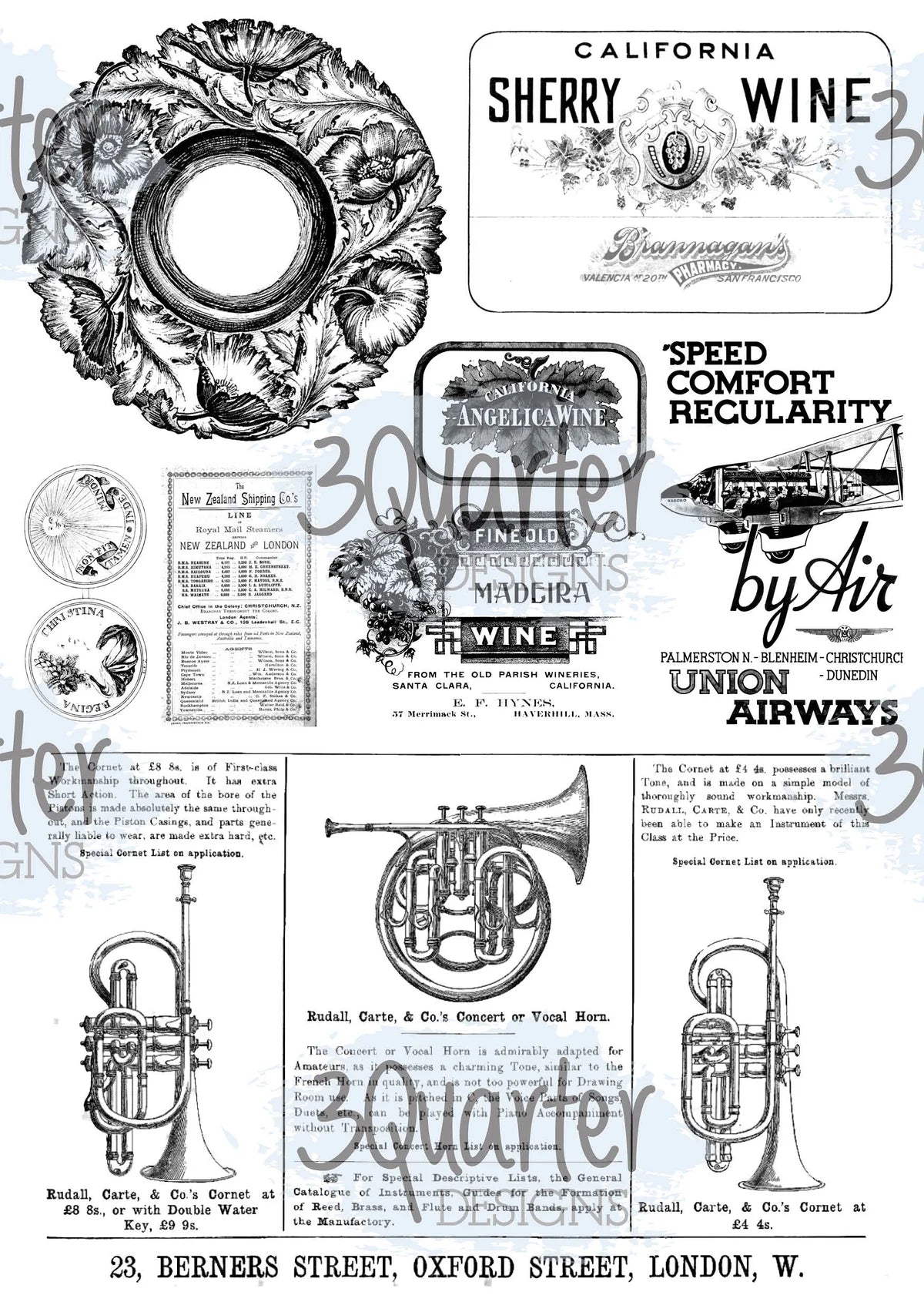 3 Quarter Designs - Vellum A5 Sheets Pack - Classically Vintage