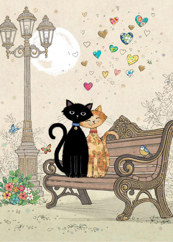 Bug Art Luxury Greeting Cards - Bench Kittens