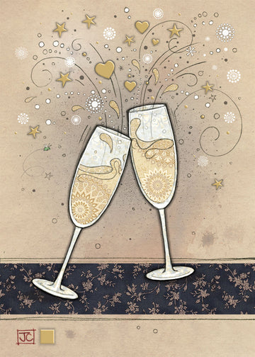 Bug Art Luxury Greeting Cards - Champagne Glasses