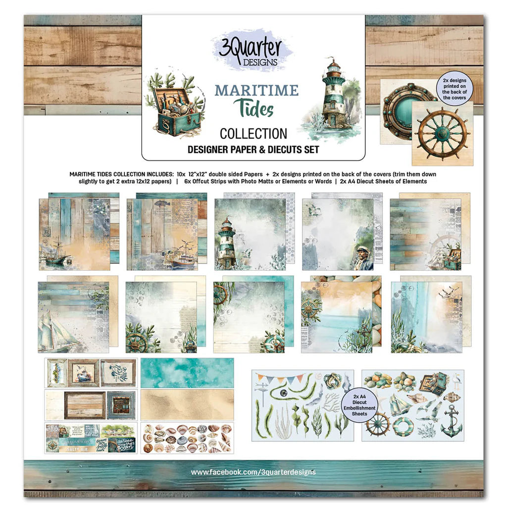 3 Quarter Designs - Maritime Tides Collection 12 x 12 Kit & Diecuts Set