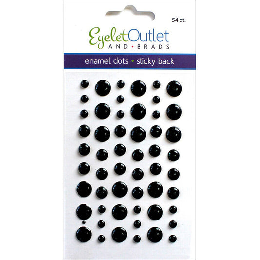 Eyelet Outlet & Brads - Enamel Dots - Sticky Back- Black
