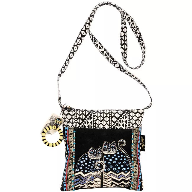 Laurel Burch Crossbody Tote Zipper Strap-Spotted Cats