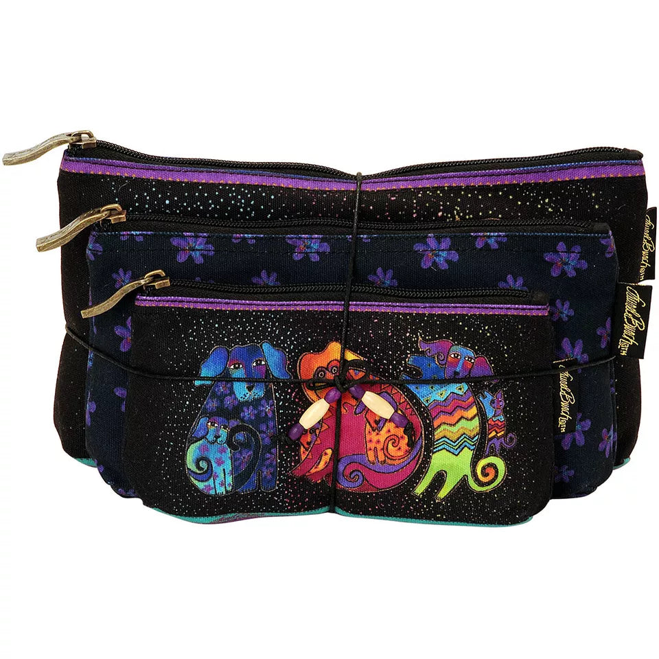 Laurel Burch Cosmetic Bags 3/Pkg-Dogs & Doggies