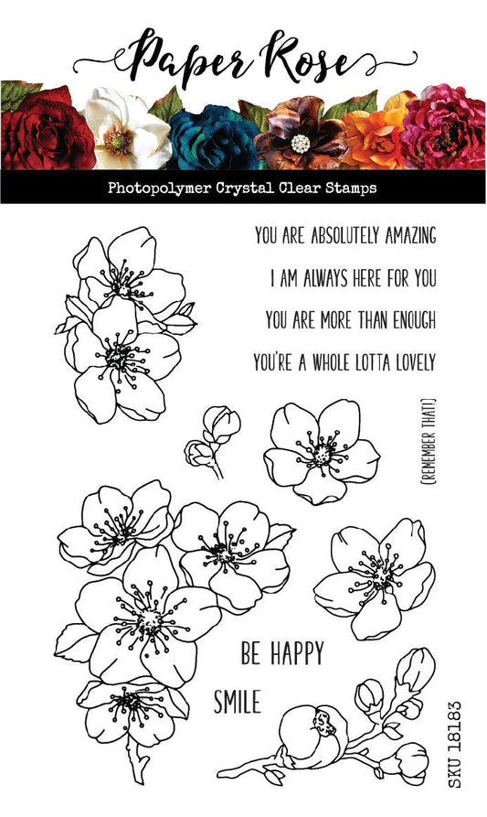 Paper Rose -  Clear Stamp Set - Lovely Florals Blossom Flowers