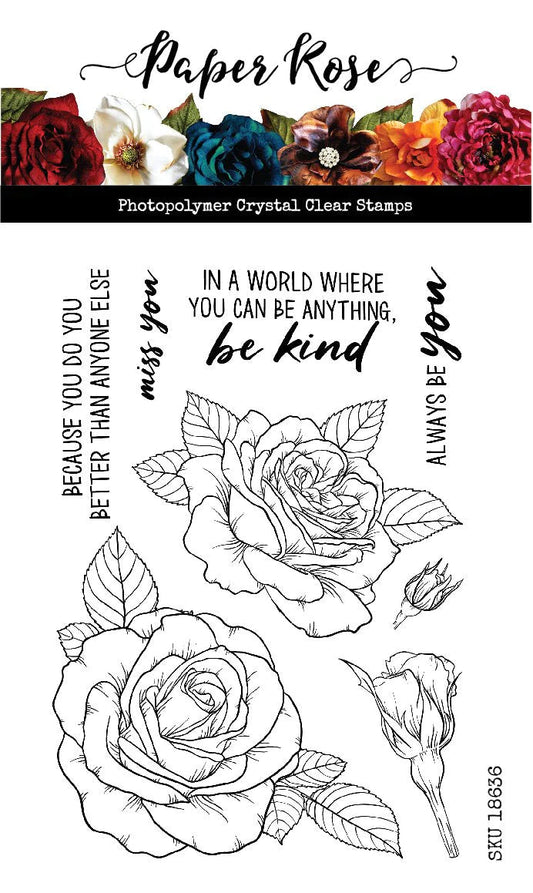 Paper Rose -  Clear Stamp Set - Sketchy Roses