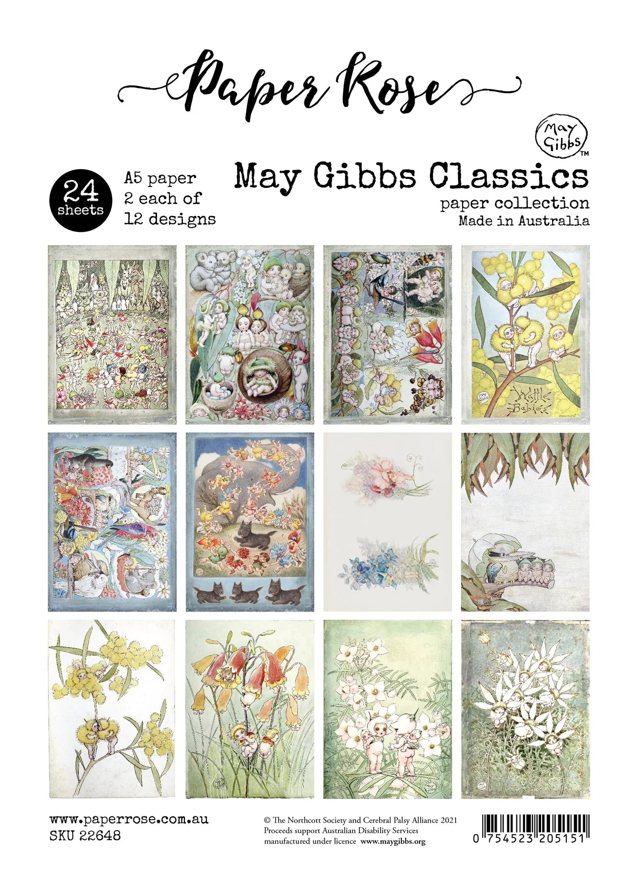 Paper Rose - May Gibbs - Classics A5 24pc  Paper Pack