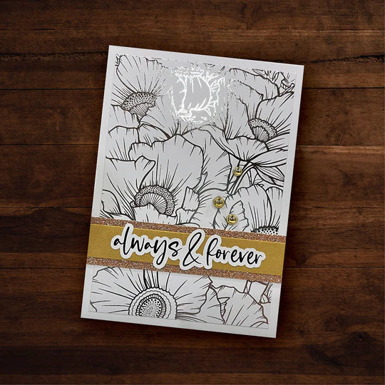 Paper Rose -  Floral card Fronts - 12'' x 12'' Silver Deluxe Collection