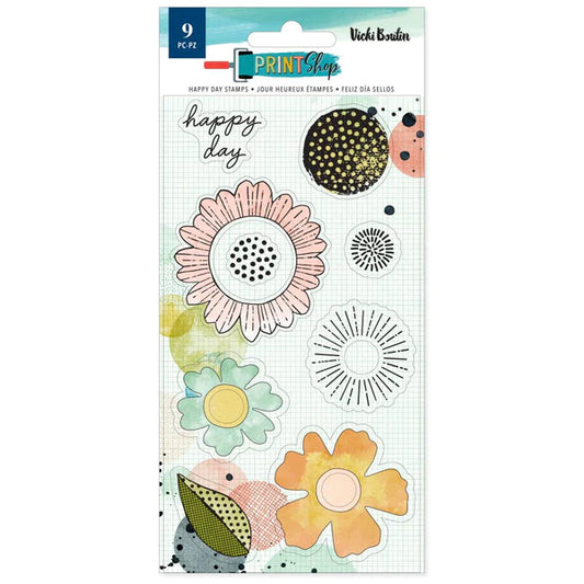 Acrylic  Stamps - Vicki Boutin - Print Shop Happy Day Stamp Set