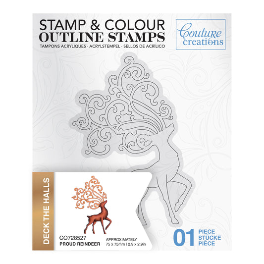 Couture Creations Acrylic Outline Stamps - Proud Reindeer