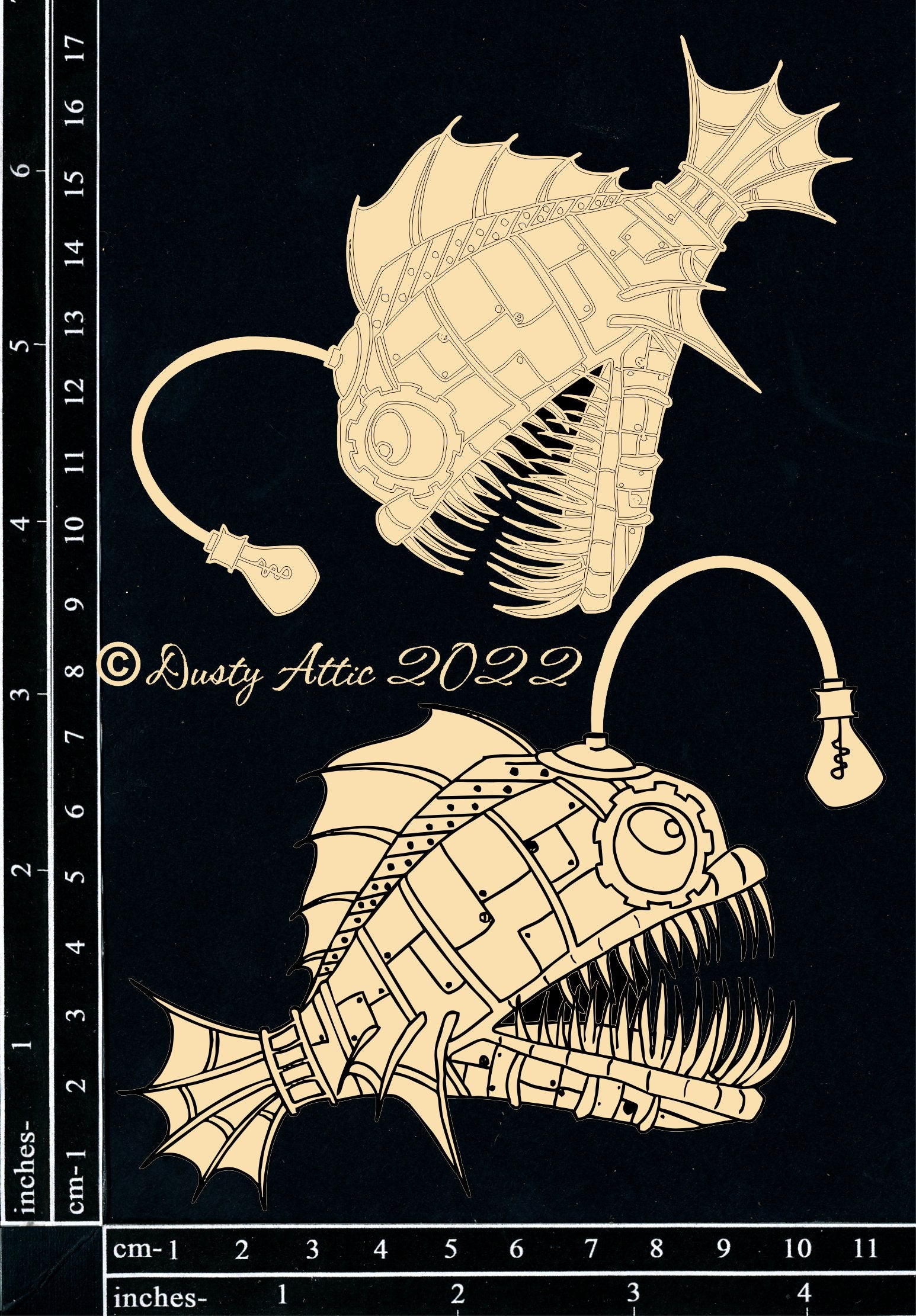 Dusty Attic Laser Cut Chipboard Angler Fish Small Arts & Crafts Dusty Attic