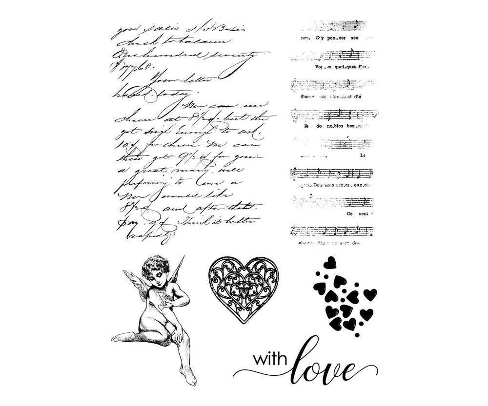 Kaszazz Rubber Stamp - Collage - Cupid (uncut set of 6) Arts & Crafts Kaszazz