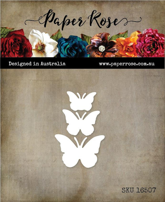 Paper Rose - Metal Die - Butterfly Trio Solid Arts & Crafts Paper Rose