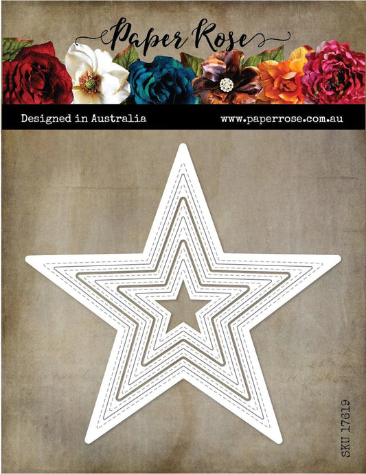 Paper Rose - Metal Die - Nesting Stiched Stars Arts & Crafts Paper Rose