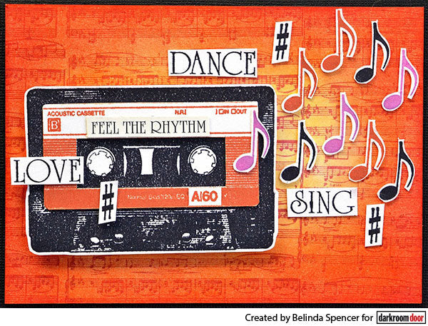 Rubber Stamp - Darkroom Door - Eclectic Stamp - Cassette Tape